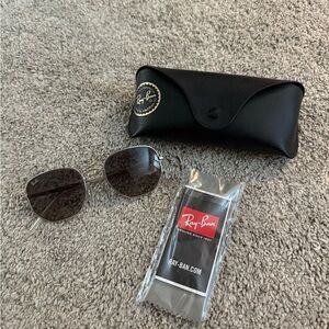 Ray-Ban Silver Sunglasses with Black Leather Case
